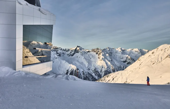 Ski slope with mountain panorama