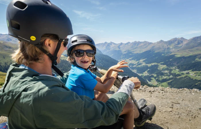 Father and son in the mountains