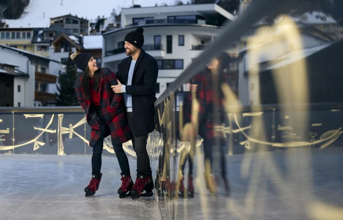 A couple at the ice rink